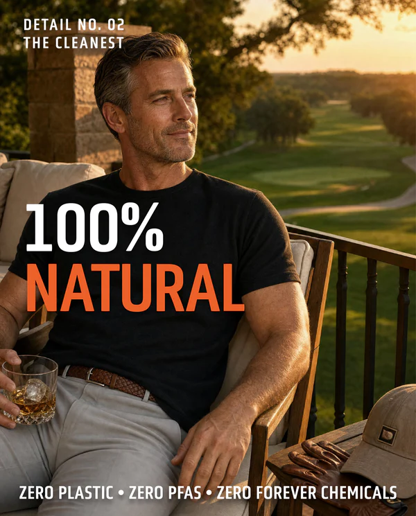 EARTH’S LIFETIME TEE: HEMP. BAMBOO. NO PFAS. GRIPS ARMS. HIDES GUT.